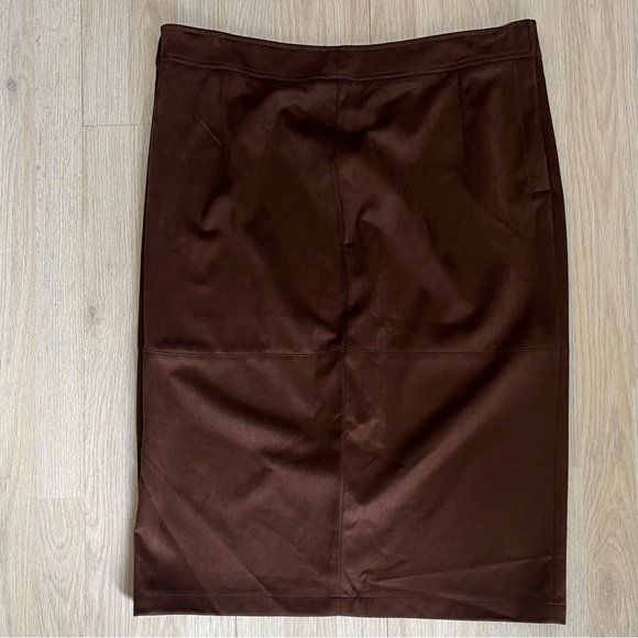 NWT-Addition Elle-Faux Suede Caramel Brown Midi Pencil Skirt-Size 16 - Picture 2 of 9